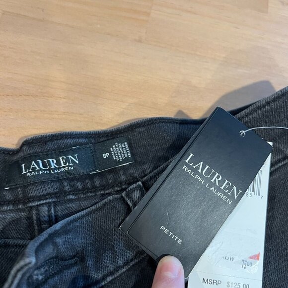 Lauren Ralph Lauren Petite Mid-Rise Tapered Jeans - Sz 8 PETITE Deep Black - Picture 12 of 12